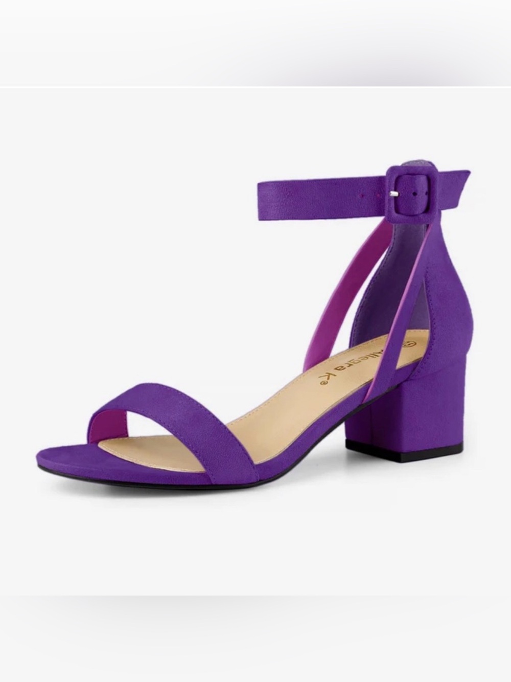Allegra K Purple Suede Block Heels